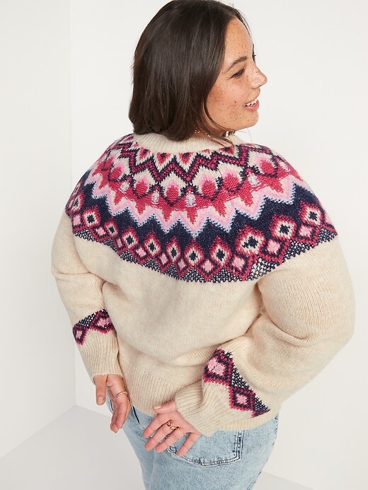 Image number 8 showing, Crew Neck Fair Isle Sweater for Women