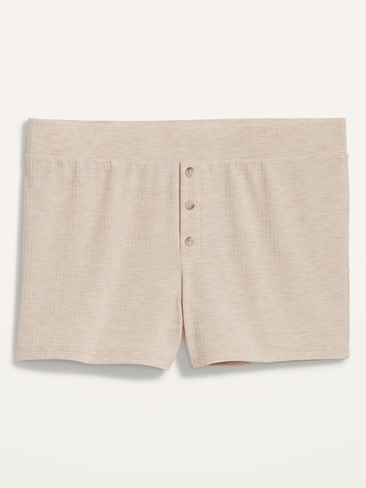 Image number 1 showing, High-Waisted Sunday Sleep Rib-Knit Boxer Shorts -- 2-inch inseam