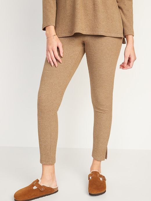Image number 5 showing, High-Waisted Cozy Rib-Knit Lounge Leggings