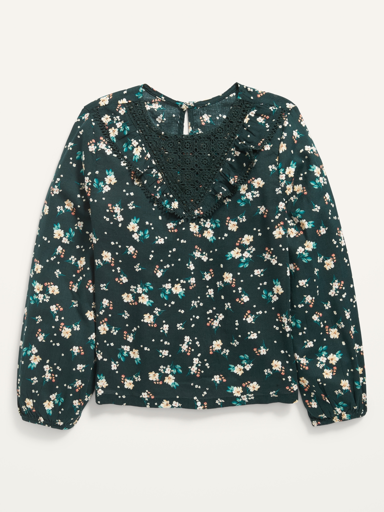 Long Sleeve Ruffle Floral Top For Girls Old Navy