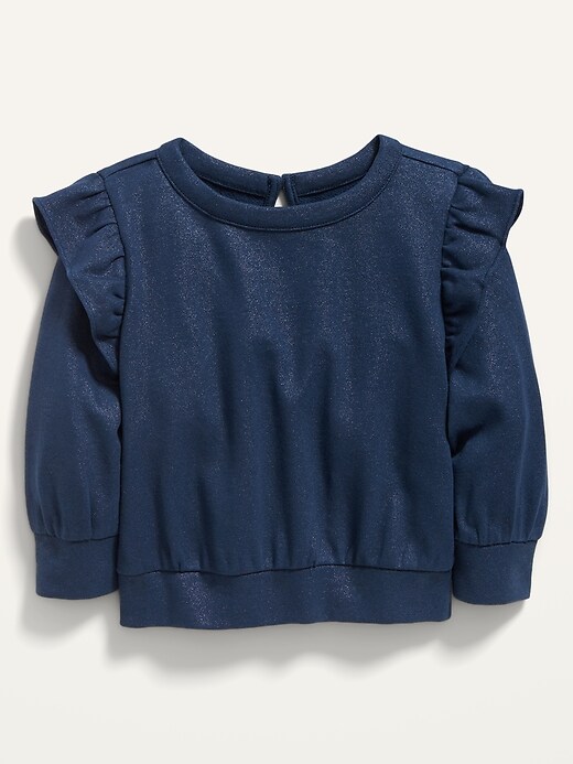Old Navy - Ruffled Sparkle-Knit Sweatshirt for Toddler Girls