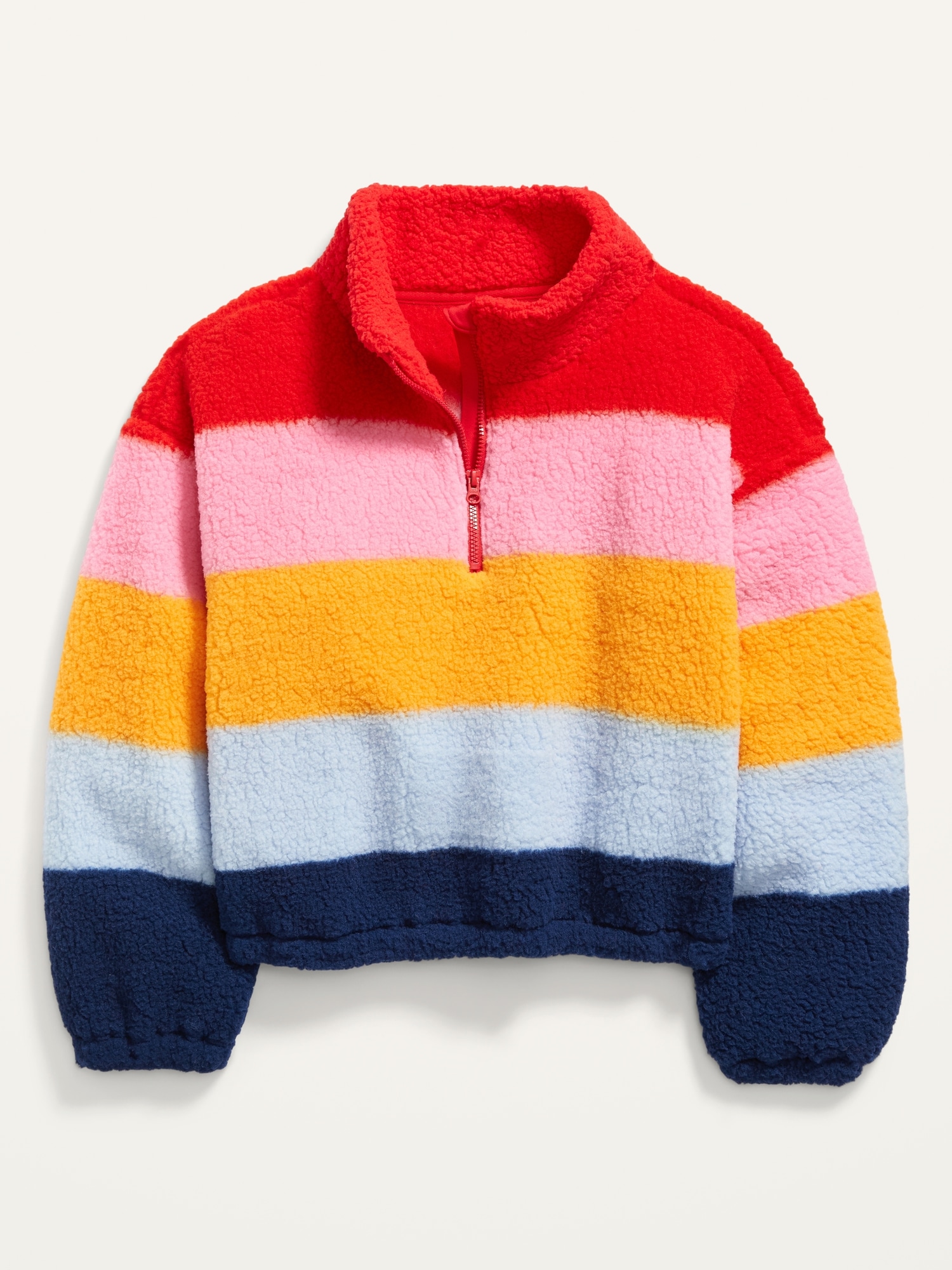 Old Navy Cozy Sherpa Cropped Quarter-Zip Sweatshirt for Girls multi. 1