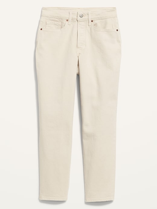 Image number 4 showing, High-Waisted Button-Fly O.G. Straight White Ankle Jeans for Women