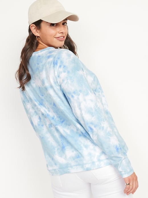 View large product image 2 of 3. Long-Sleeve Vintage Loose Tie-Dye T-Shirt for Women