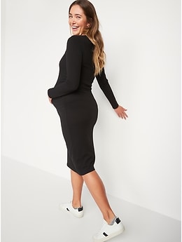 Maternity Henley Plain Midi Sweatshirt Dress / Leggings / Set