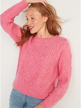 Speckled Cable-Knit Sweater for Women