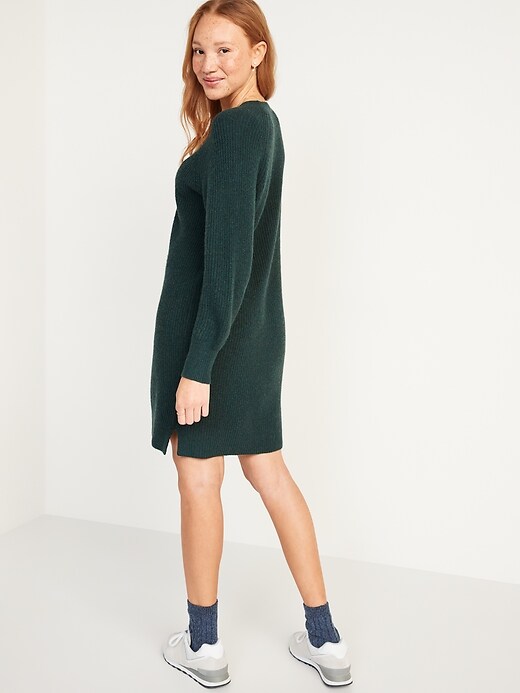 Image number 6 showing, Long-Sleeve Rib-Knit Mini Sweater Dress for Women