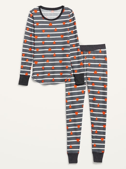 Image number 4 showing, Matching Printed Thermal Pajama Set