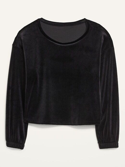 Image number 4 showing, Long-Sleeve Velvet Pajama Top for Women