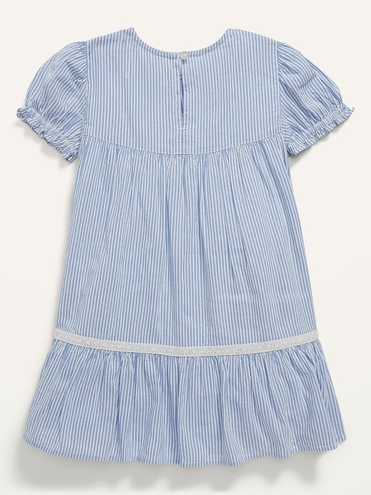 View large product image 2 of 2. Striped Crochet-Lace Trim Swing Dress for Toddler Girls