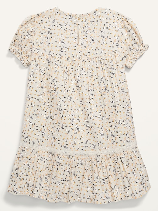 View large product image 2 of 2. Floral-Print Crochet-Lace Trim Swing Dress for Toddler Girls