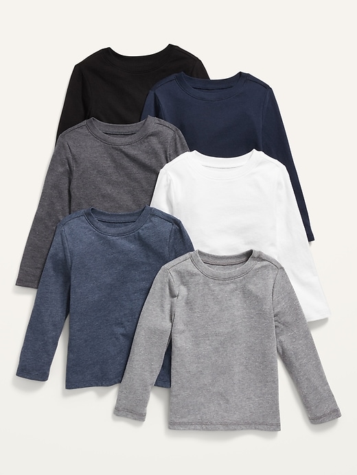 View large product image 1 of 2. Unisex Long-Sleeve T-Shirt 6-Pack for Toddlers