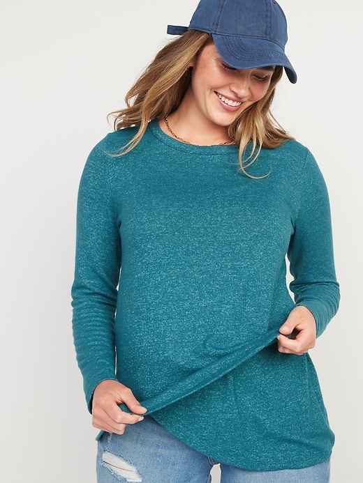 Image number 1 showing, Maternity Cozy Thermal-Knit Long-Sleeve Nursing Top