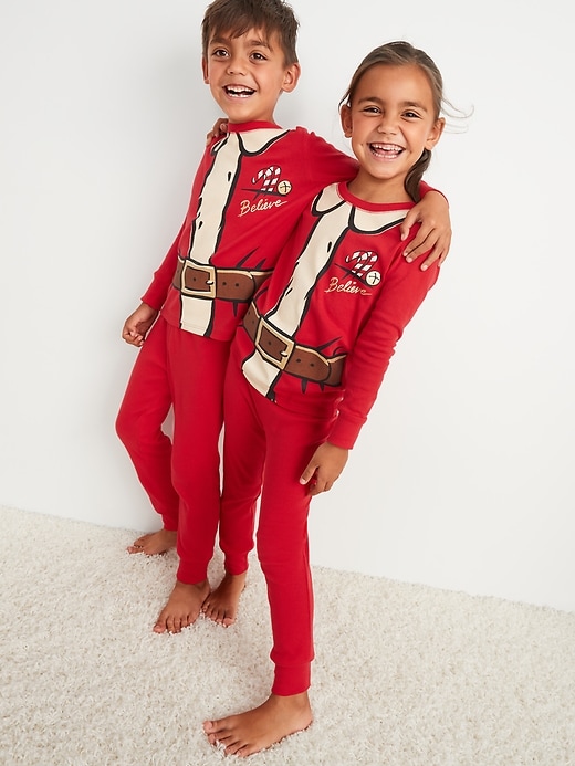 View large product image 1 of 2. Holiday Matching Graphic Gender-Neutral Snug-Fit Pajama Set for Kids