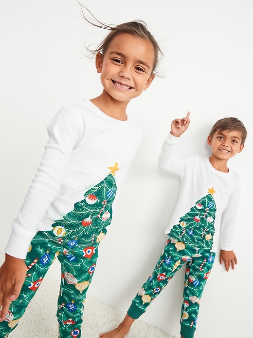 View large product image 1 of 3. Holiday Matching Graphic Gender-Neutral Snug-Fit Pajama Set for Kids