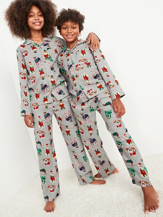 View large product image 1 of 4. Gender-Neutral Matching Flannel Pajama Set For Kids