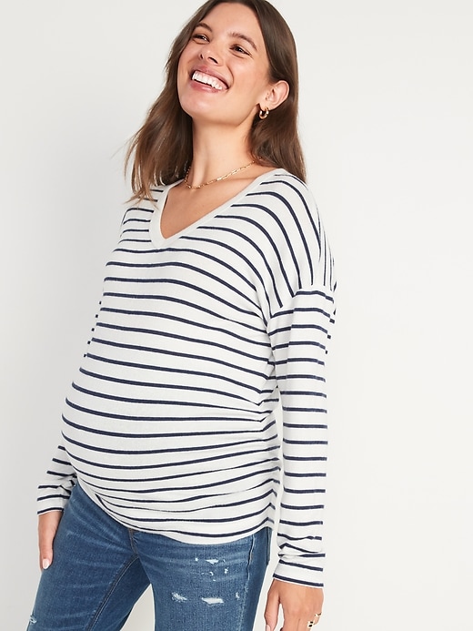 View large product image 1 of 1. Maternity Cozy-Knit Long-Sleeve V-Neck T-Shirt