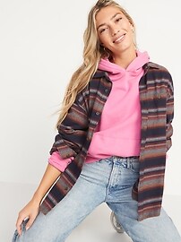 View large product image 3 of 3. Oversized Gender-Neutral Patterned Flannel Shirt for Adults