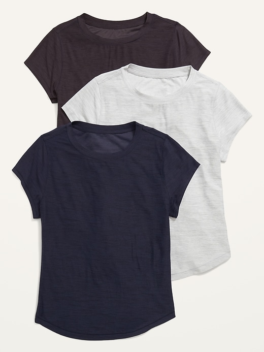 Image number 1 showing, Short-Sleeve Breathe ON Slub-Knit Basic T-Shirt 3-Pack for Women