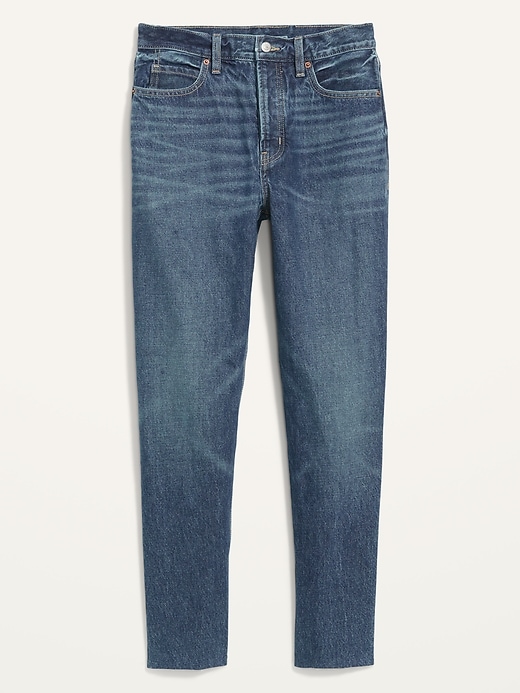 Image number 4 showing, Extra High-Waisted Button-Fly Sky-Hi Straight Cut-off Non-Stretch Jeans for Women