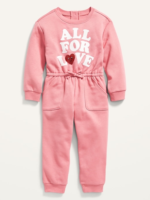 View large product image 1 of 2. "All for Love" French Terry Jumpsuit for Toddler Girls
