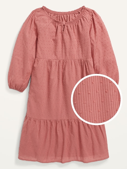 View large product image 1 of 1. Long-Sleeve Tiered Swiss-Dot Midi Dress for Girls