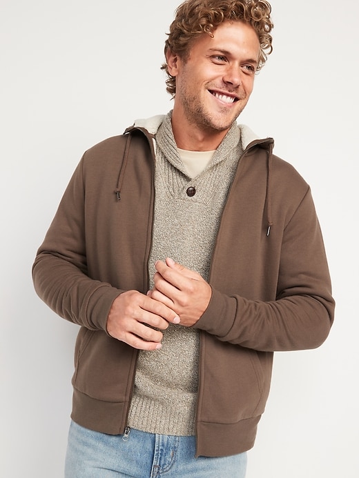 View large product image 1 of 1. Cozy Sherpa-Lined Zip Hoodie