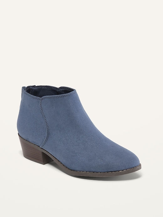 View large product image 1 of 1. Faux-Suede Back Zipper Ankle Booties for Girls