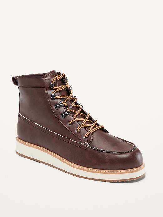 View large product image 1 of 3. Faux-Leather Work Boots