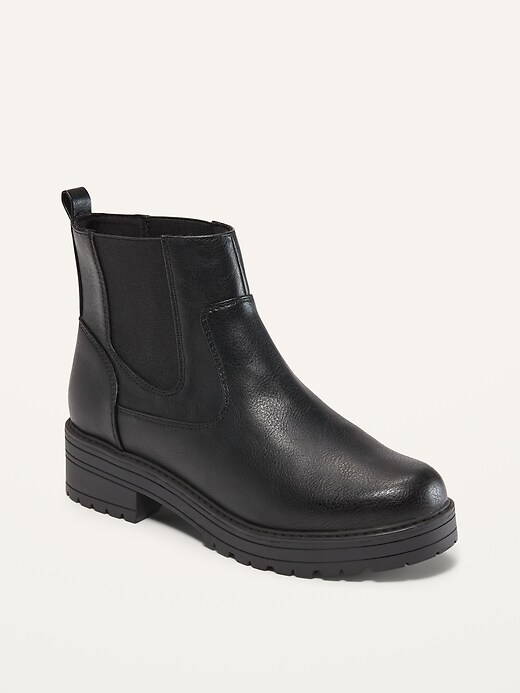 View large product image 1 of 1. Faux-Leather Chelsea Boots