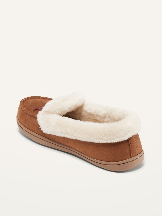 Faux-Suede Sherpa-Lined Moccasin Slippers For Women