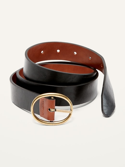 View large product image 2 of 2. Reversible Faux-Leather Belt For Women (1.25-Inch)