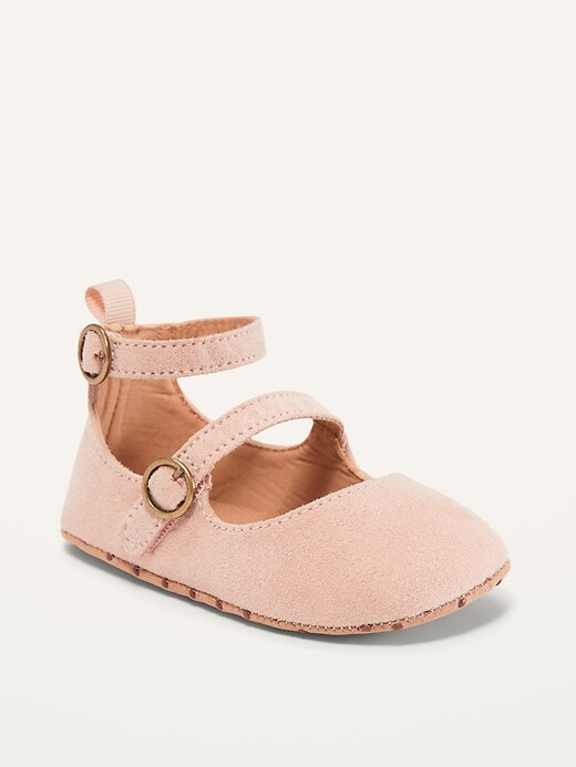 View large product image 1 of 1. Faux-Suede Double-Buckle Ballet Flats for Baby