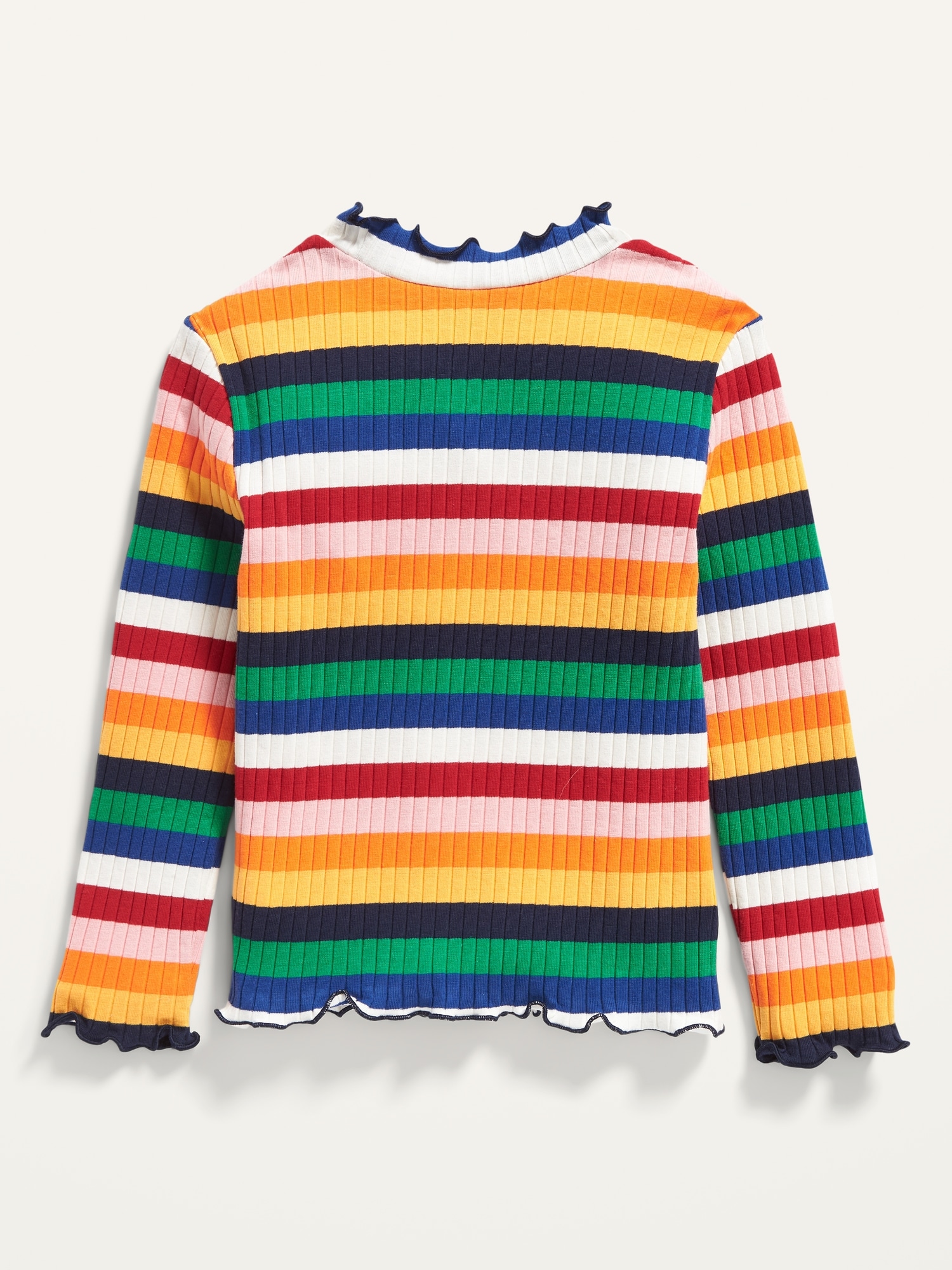 Multi-stripe Rib-knit Long-sleeve Top For Toddler Girls 