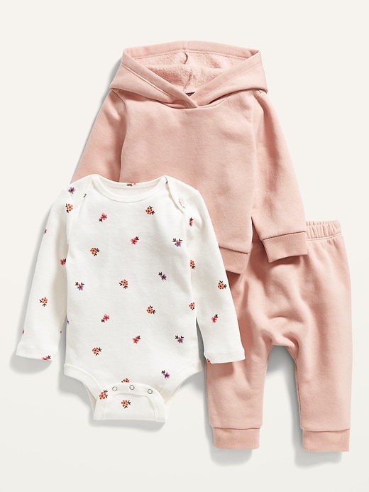 View large product image 1 of 1. Unisex Hoodie, Sweatpants & Bodysuit 3-Piece Set for Baby