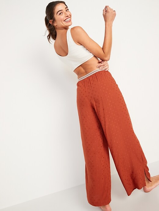 Image number 6 showing, Elastic-Waist Soft-Woven Wide-Leg Pajama Pants