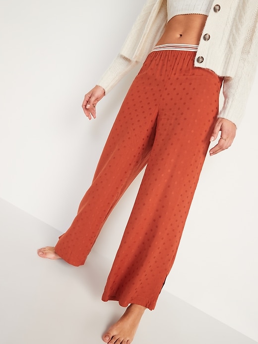 Image number 5 showing, Elastic-Waist Soft-Woven Wide-Leg Pajama Pants
