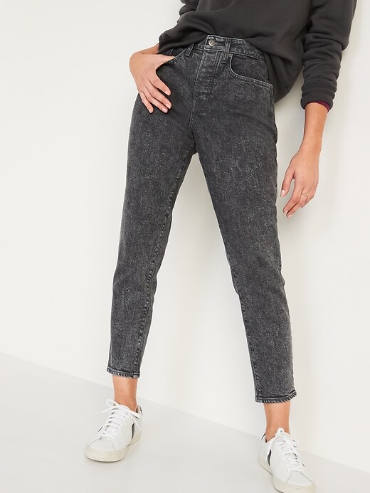 Image number 5 showing, Higher High-Waisted Button-Fly O.G. Straight Black-Wash Jeans for Women