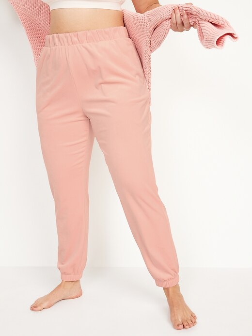 Image number 3 showing, High-Waisted Luxe Velvet Jogger Sweatpants for Women