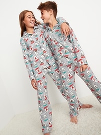 View large product image 3 of 3. Gender-Neutral Matching Holiday-Themed Flannel Pajama Set for Kids