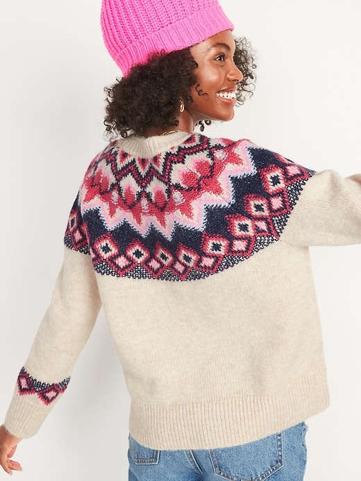 Image number 6 showing, Crew Neck Fair Isle Sweater for Women