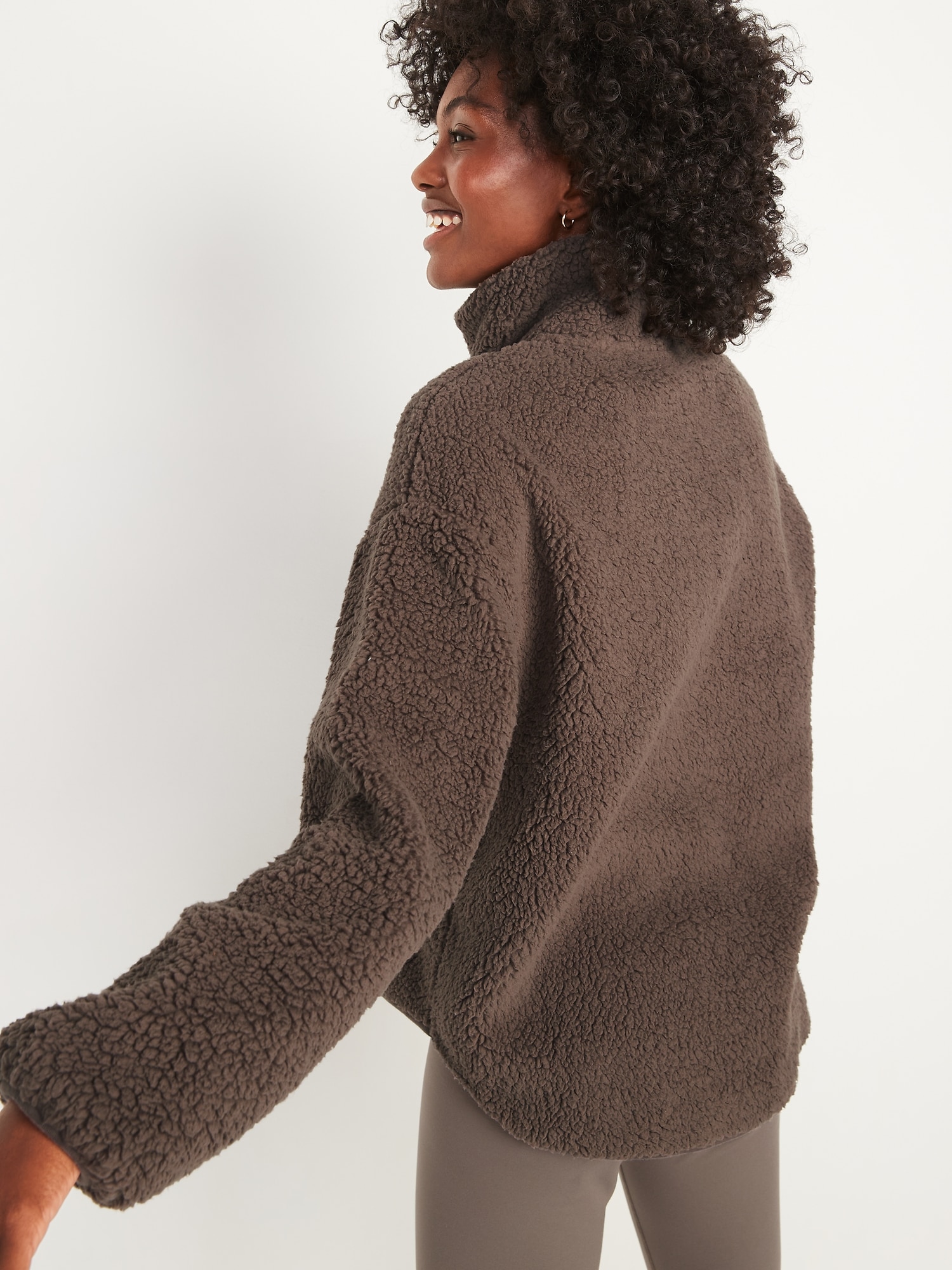 Cozy Sherpa HalfZip Pullover Sweater for Women Old Navy