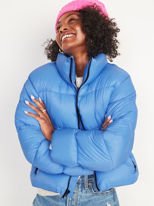 Image number 5 showing, Water-Resistant Frost Free Short Puffer Jacket for Women