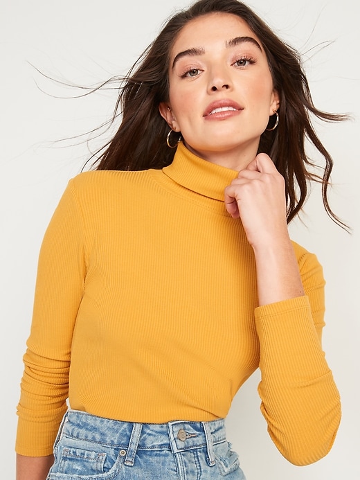 View large product image 1 of 1. Rib-Knit Turtleneck Top