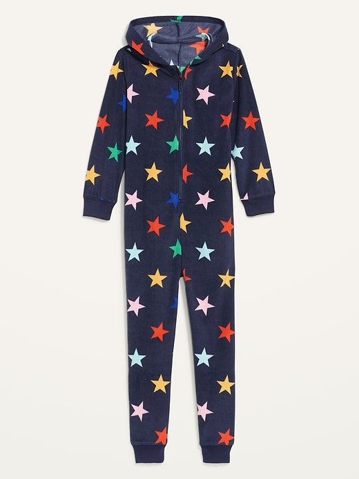 View large product image 1 of 1. Gender-Neutral Matching Family Hooded Printed One-Piece Pajamas for Kids