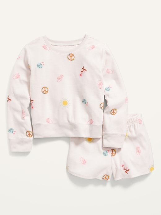View large product image 2 of 3. Long-Sleeve Printed Pajama Short Set for Girls