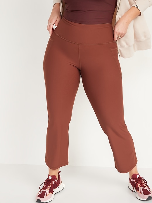 Image number 1 showing, High-Waisted PowerSoft Side-Pocket 7/8-Length Flare Pants for Women