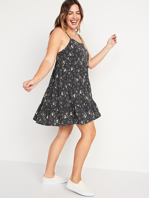 Old Navy - Sleeveless Floral-Print Tiered Mini Swing Dress for Women