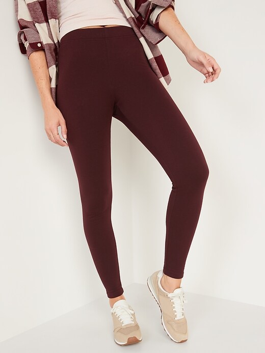 Image number 4 showing, High-Waisted Fleece-Lined Ankle Leggings