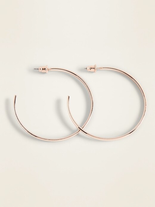 View large product image 2 of 2. Rose Gold-Toned Hoop Earrings For Women